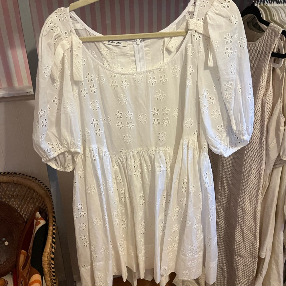 Sandy Liang Eyelet Hugo Dress Size 12 NEW